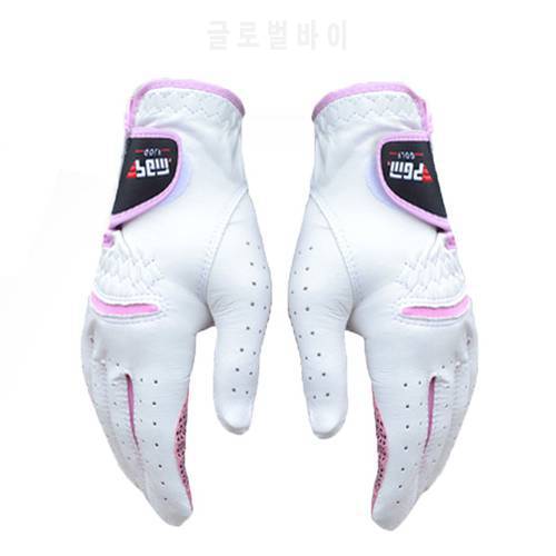 1Pair Pgm Golf Gloves Women Breathable Left Right Hand Gloves Lady Leather Golf Gloves Sports Grip Anti-Skidding Mittens D0017