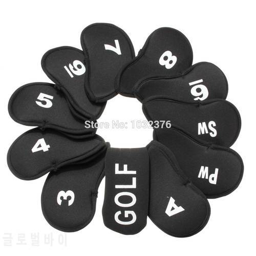 11pcs Black Golf Iron Club Set Putter Headcover Golf Head Cover Case Protection