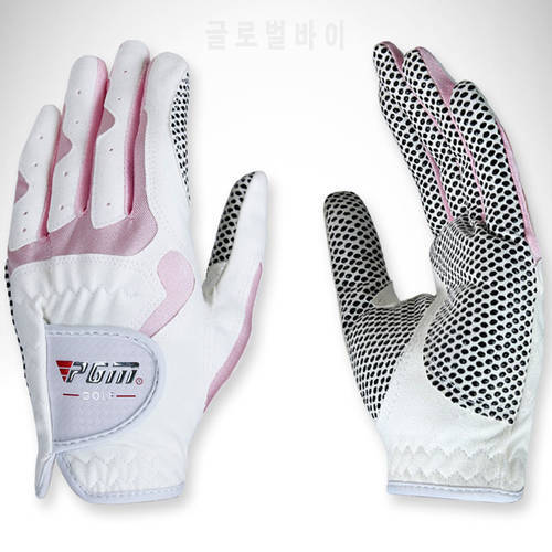 1 Pair of Women Soft Golf Gloves Microfiber Fabric Skid-resistant Golf Gloves Full Hands Practical Protection Mittens D0015
