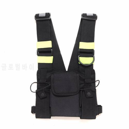 Abbree Bright Green Radio Chest Harness Chest Front Pack Pouch Holster Vest Rig Carry Case for Two Way Radio Walkie Talkie