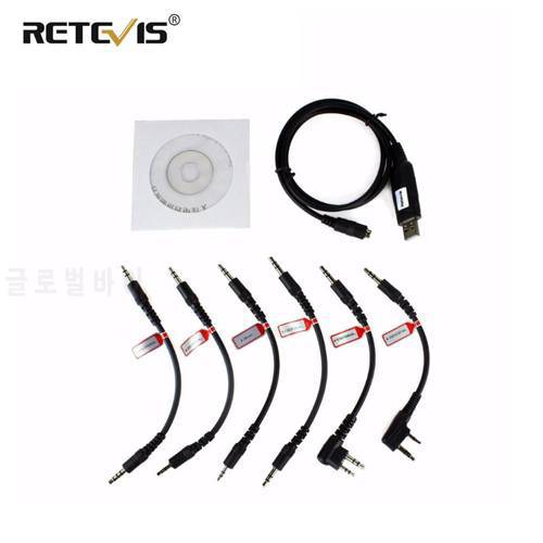 Retevis 6 in 1 USB Programming Cable For TYT Baofeng UV5R Bf888S Retevis RT5R For Kenwood Motorola CP040 For Yaesu Walkie Talkie