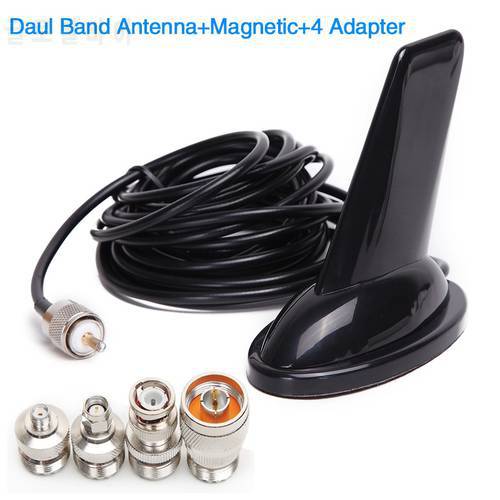 Shark Fin Design 144/430Mhz Dual Band Antenna with 4 Adapter for Baofeng UV-5R UV-82 UV-9R Plus UV-XR Walkie Talkie Mobile Radio