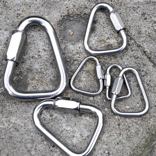 E1122 Outdoor 316 Stainless Steel Carabiner Rock Climbing Bracket Safety Triangle Closure Buckle High Load-bearing Multi-size