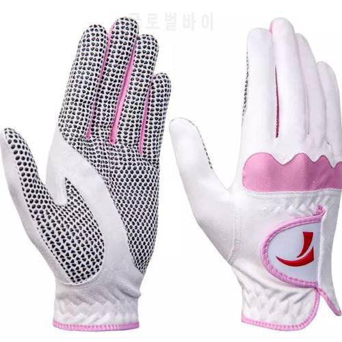 2pair /Lot Women Left Right Hand Golf Gloves Sunscreen Sweat Absorbent Microfiber Cloth Gloves Soft Breathable Wear-resistant