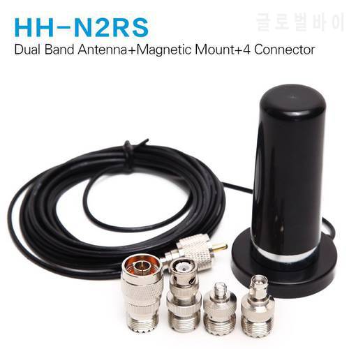 HH-N2RS Walkie Talkie Mobile Radio Dual Band Antenna 5M Coaxial Cable Magnetic Mount and SMA-F SMA-M BNC Adapter Baofeng UV-5R