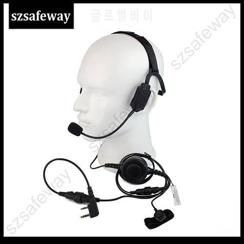 Military Bone Conduction Tactical Headphone Headset With Boom Mic For Kenwood Baofeng UV-5R Wouxun Two Way Radio