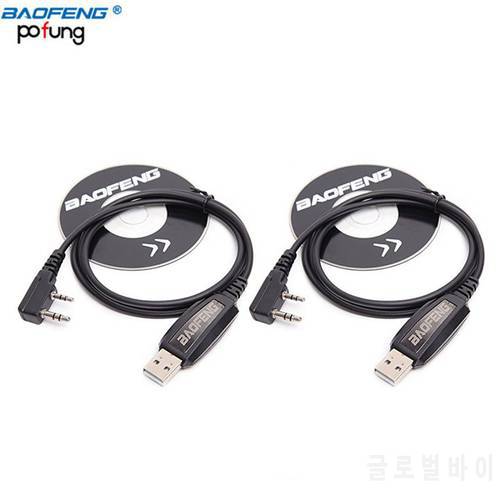 2Pcs USB Programming Cable + CD For BaoFeng UV-5R GT-3 BF-UVB2 Plus 888S UV-82 Two Way Radio Walkie Talkie (Support Win7 XP)