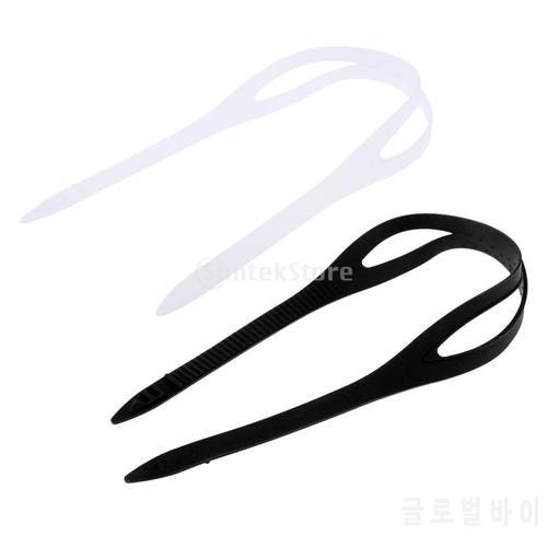 2 Pcs Black+Clear Universal Swimming Goggles Swim Glasses Eyewear Silicone Strap Head Band Replacement Spare Accessories
