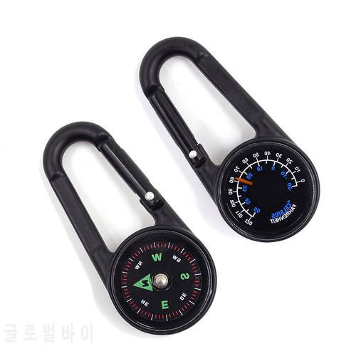 1 Pcs Multifunctional Thermometer Compass Key chain Camping Hiking Tourist Outdoor Survival Mini Carabiner Key Ring