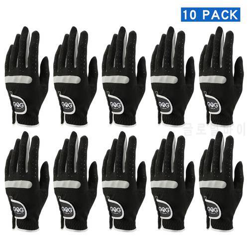 Pack of 10 PCS Men&39s Golf Gloves Breathable Black Soft Fabric Brand GOG Golf Glove Left Hand Ship
