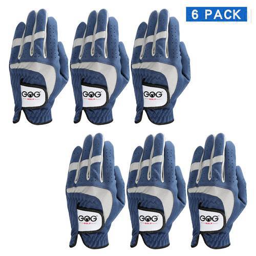 6 Pcs Golf Gloves Men Blue Microfiber All Weather Worn on Left/Right Hands Golfer Wholesale