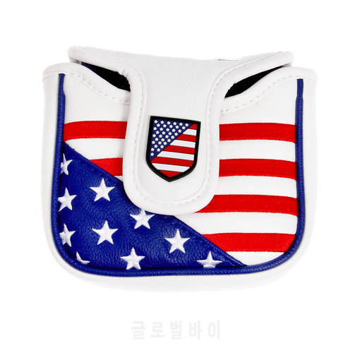 1Pc US Flag Mallet Style Golf Club Heads Putter Covers PU Leather Headcover Magnetic Closure Square-Shaped Golf Putter Cover
