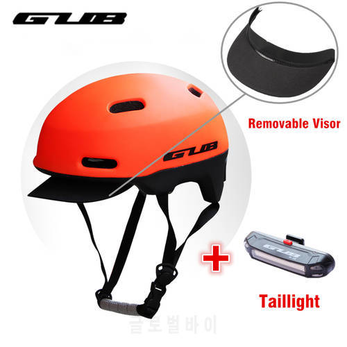 GUB New City Road Cycling Helmet With Taillights Safety MTB Removable Visor Bike Helmets Urban Leisure Helmet BMX Cap Casque Vtt