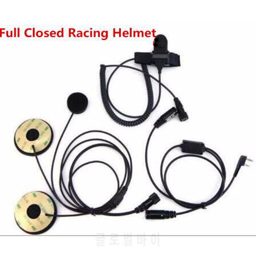 2 Pin High Quality Racing Full Closed Helmet Headset Earpiece PPT Motorcycle Headphone for Kenwood/Baofeng/WouxunTwo Way Radio