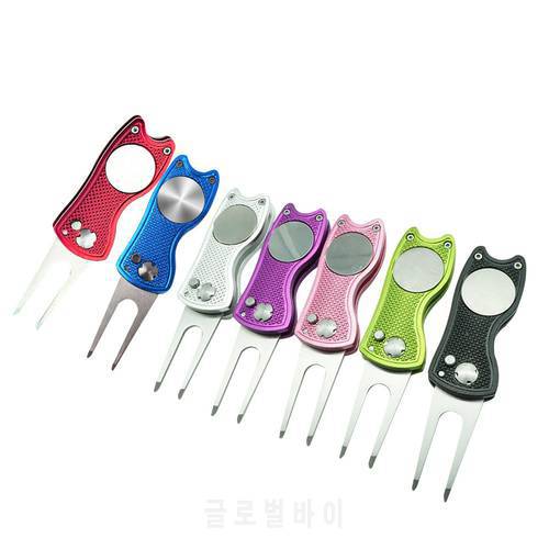 New Foldable Golf Divot Tool with Golf Ball Tool Pitch Groove Cleaner Golf Training Aids Golf Accessories Putting Green Fork