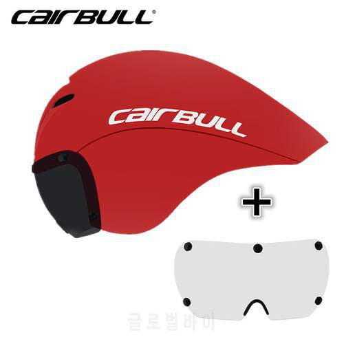CAIRBULL 2 Lens Cycling Helmet Racing Magnetic Goggles Helmet Triathlon Time Trial Bike Helmet Pneumatic TT Road Bicycle Helmet
