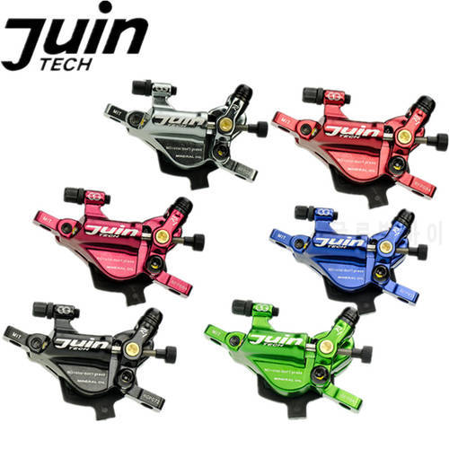 Juin Tech R1 Hybrid Hydraulic Road Disc Brake Set Cable Disc Dual Side Actuation Travel/CX Bike Caliper 160mm Rotor Post Adapter