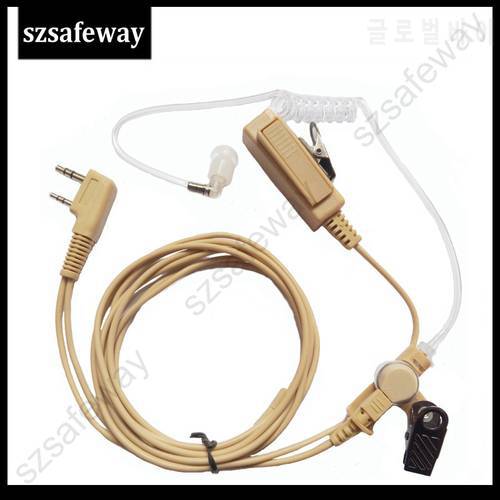 Beige Color 2 Wire Walkie Talkie Earpiece Acoustic Tube Earphone With Push To Talk For Kenwood TK3107,TK3310 And Baofeng