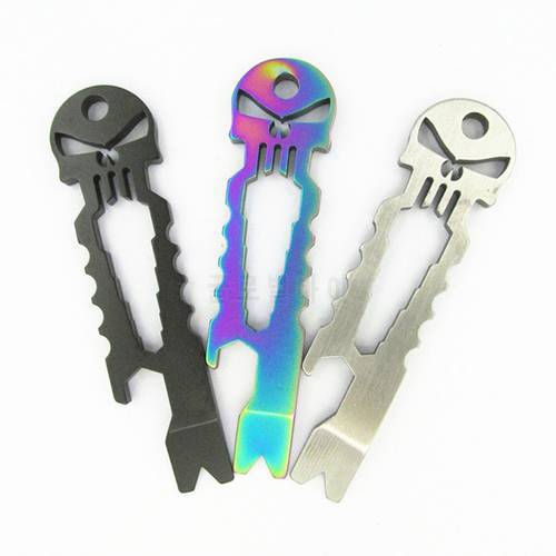 1PC EDC Stainless Steel Bottle Opener Wrench Skulls Multi Tool Outdoor Tactical Survival Pocket Keychain Pendant Accessories