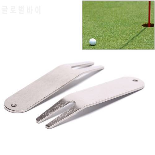 Stainless Steel Golf Divot Repair Switchblade Tool Pitch Groove Cleaner Magnetic Golf Pitchfork Putting Golf Training
