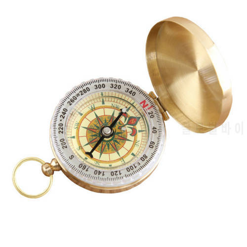 Pure Copper Flip Compass Outdoor Multi-function Metal Compass Luminous Pocket Watch Style Brass Compass