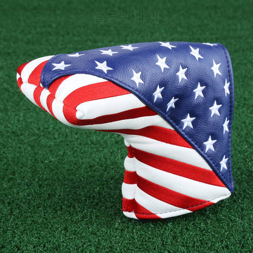 1Pc Golf Blade Putter Covers Stars & Stripes USA Flag Design Headcover Waterproof PU Leather Golf Club Heads Cover Accessories