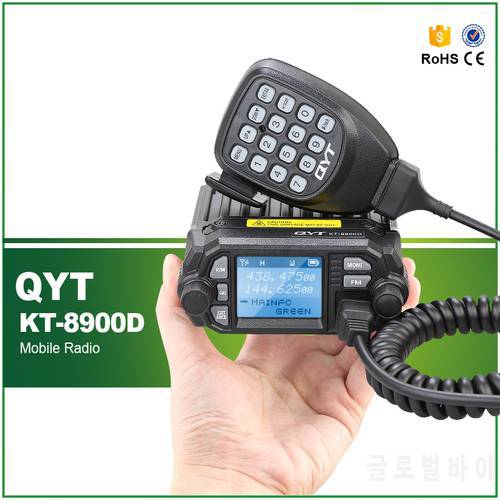 QYT KT- 8900D Quad Display Mini Dual Band Mobile Radio, Two Way Radio KT8900D with Cable and Software