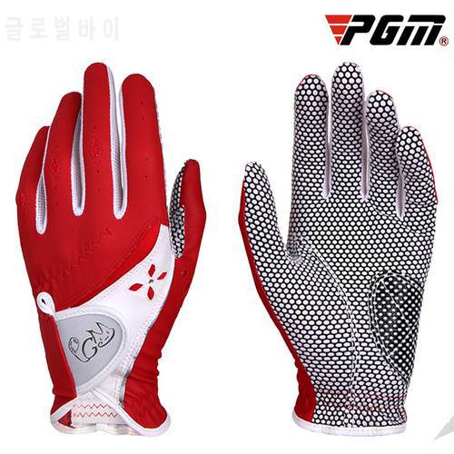 1Pair Women Leather Golf Gloves With Anti-Slip Granules Breathable Gloves Left Right Hand Sports Gloves for Outdoor Golf D0514