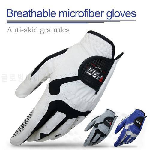 Golf Gloves Men&39s Glove Micro Fiber Soft White Blue Left Hand Anti-skidding Non Slip Particles Breathable Golf Glove