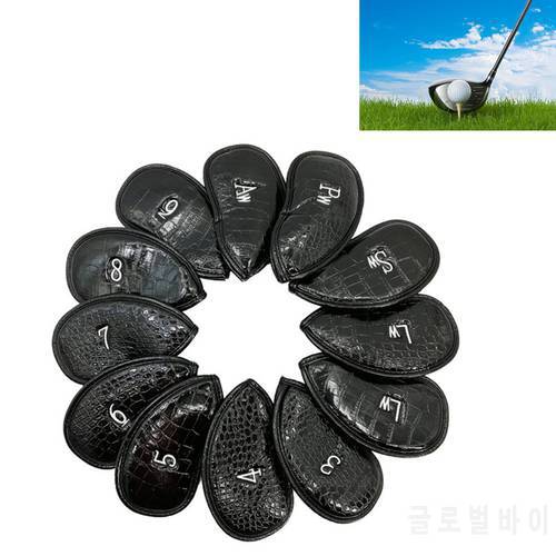 12pcs PU Golf Club Cap Exquisite Protector Iron Head Cover Set Sports Accessories
