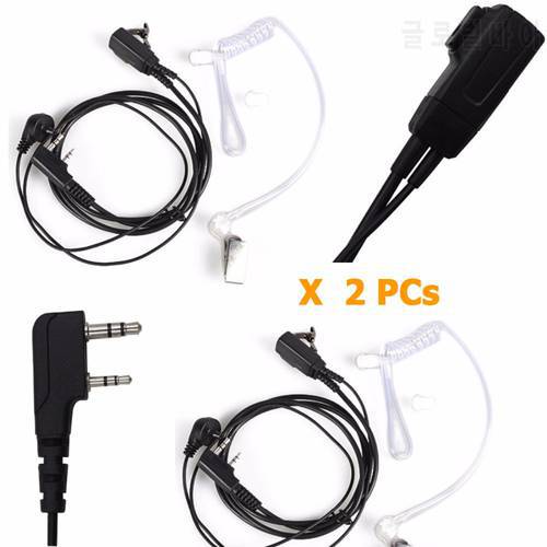 2PCs Two Way Radio Air Acoustic Tube 2 Pin Earpiece Walkie Talkie Headset for Baofeng UV-5R BF-888S UV-82 KD-C1 AP-100 H777 TYT
