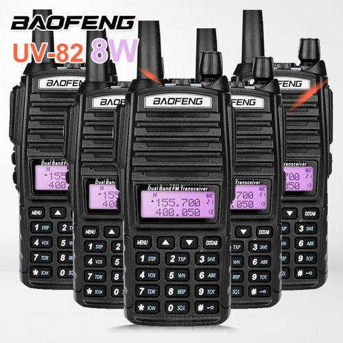 5PCS BAOFENG UV-82 UV82 8W Dual PTT Walkie Talkie 10KM VHF UHF HF Marine Radio Transceiver VOX Scrambler Ham Radio Station UV 82