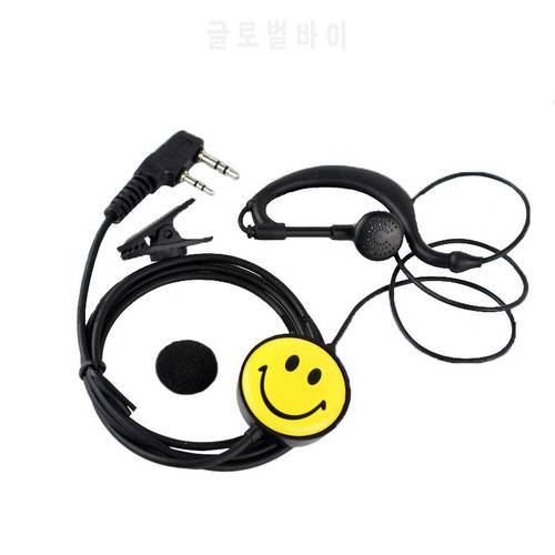 Two Way Ham Radio Headset 2 Pin Earpiece For Baofeng Walkie Talkie Earwear Headphone Earphone K Plug Accessories With Smile Face