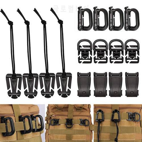 16Pcs Tactical Gear Clips Molle Attachments Elastic String Strap Camping Equipment 360 Rotation D-Ring Clips for Pouch Backpack
