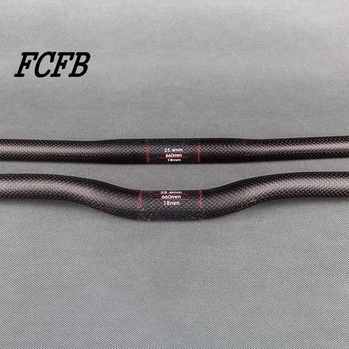 FCFB no logo 3K Full Carbon Mountain Bike Bicycle Handlebar 25.4*580/600/620/640/660/680/700mm Carbon MTB Flat Rise Handlebar