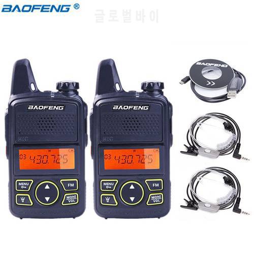 2pcs BAOFENG BF-T1 MINI Two Way Radio UHF 400-470mhz 20CH BFT1 Portable Walkie Talkie easy to carry BF T1 +Acoustic Tube Headset