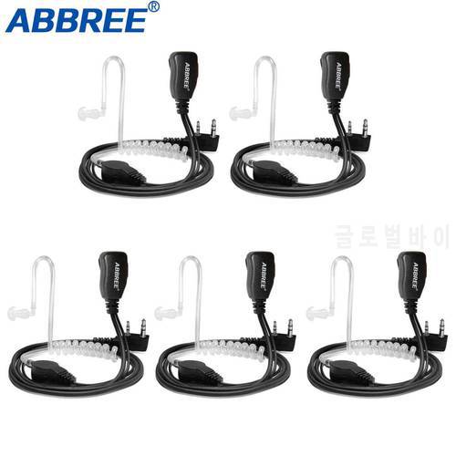 5PCS ABBREE Mic Earpiece Headset 2 Pin Covert Acoustic Tube Earphone for Two Way Radio Baofeng UV-5R/888S/UV-82 Walkie Talkie