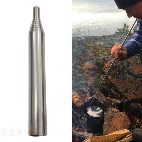 1pc Stainless Steel Pocket Bellows Collapsible Air Blasting Campfire Fire Tool For Camping Hiking Cooking Gear Tools 9.3-48.5cm