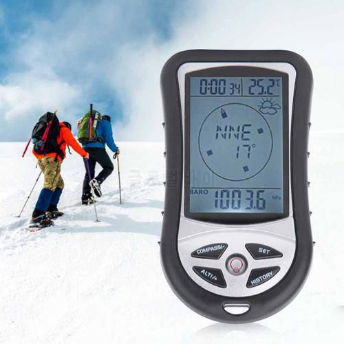 8 in 1 Handheld Electronic Navigation Compass Multifunction Digital Altitude Gauge Thermometer Barometer For Outdoor Hiking Camp
