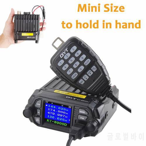 QYT KT-8900D 25W Vehicle Mounted Two Way Upgrade KT-8900 Mini Mobile Radio with Quad Band Large LCD