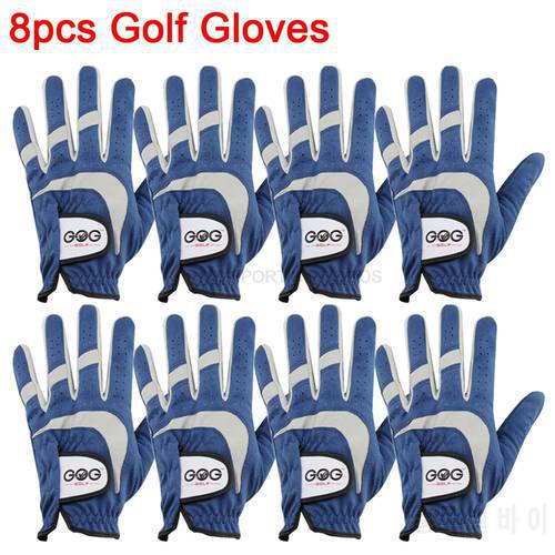 8pcs Golf gloves Men left right Blue GOG Soft Fabric Breathabal Gloves Wear On Left Hand Sports glove Brand new Free Shipping