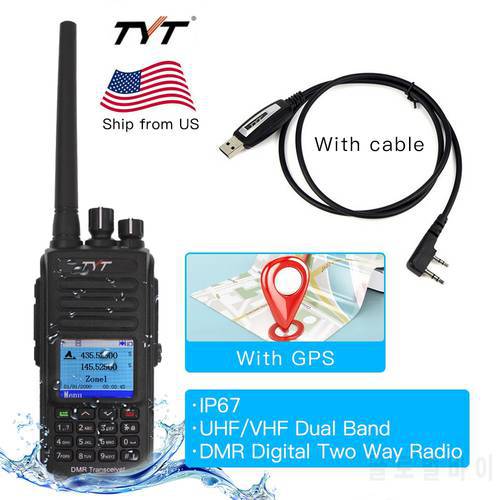 IP67 Water-proof Walkie Talkie TYT MD-UV390 GPS Dual Band Radio Digital DMR Two Way Radios MDUV390 Dual Time Slot Transceiver