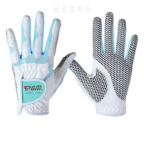 Golf Gloves Womens Microfiber Cloth Anti-Slip Sport Gloves Breathable Durable Left Right Hands Anti-Skid Particles Gloves D0015