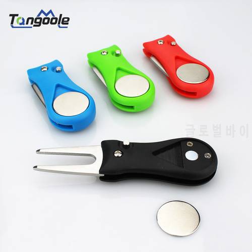Mini Foldable 1 Pcs Golf Divot Repair Tool Switchblade Pitch Groove Cleaner Golf Pitchfork with Golf Marker