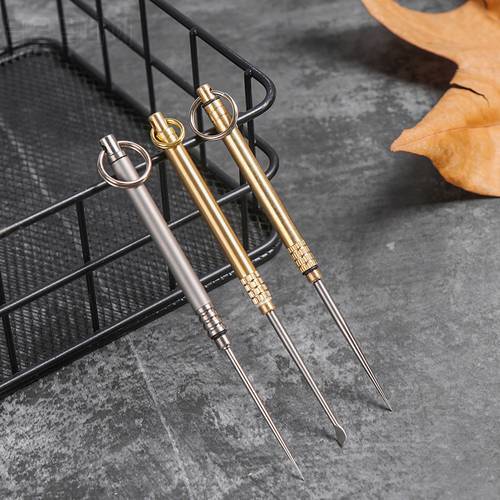 1 PC Portable Titanium alloy Toothpick Ear Spoon Bottle Waterproof Outdoor Tools EDC Toothpick-holder for Camping Hiking
