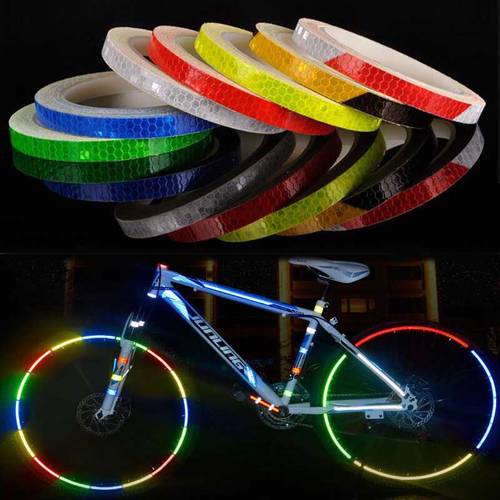 8M/PC Reflective Stickers Fluorescent MTB Bike Bicycle Wheel Sticker Rim Decal Reflective Tape for Helmet Motorcycle Scooter