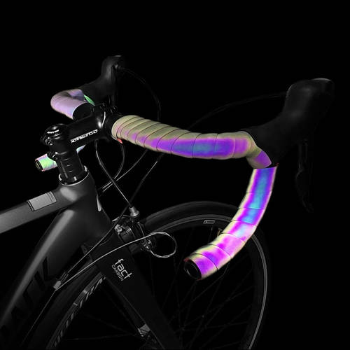 2 Rolls CXWXC Non-Slip Reflective Bike Bicycle Handlebar Tape Photochromic Bar EVA Ribbon Grip Wrap PU Leather with Bar End Plug