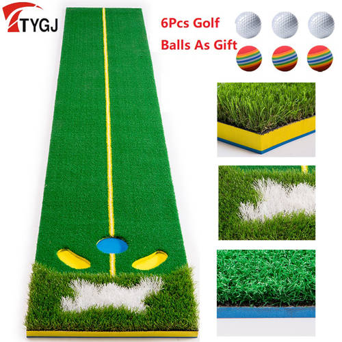 Golf Putting Green Indoor 3m Golf Putting Mat Outdoor Backyard For All Golfer Portable Golf Practice Putting Mat 6 Balls As Gift