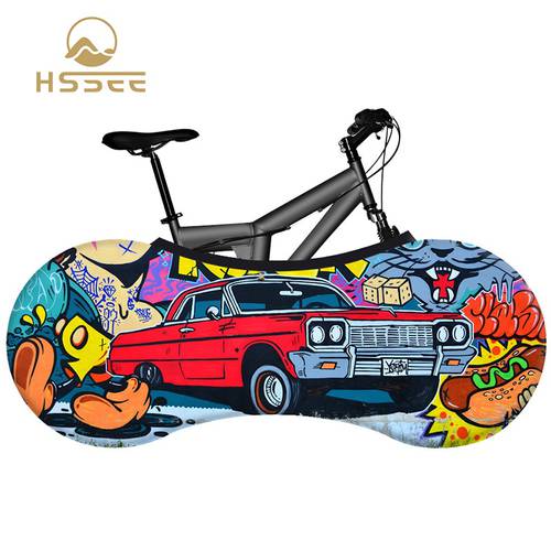 HSSEE graffiti series bicycle cover premium elastic milk silk fabric road bike indoor dust cover non-fading bicycle accessories