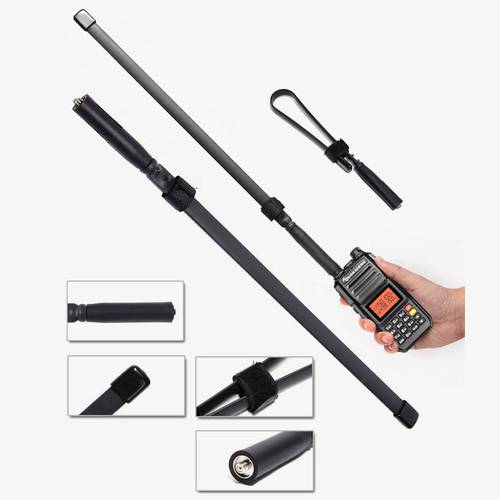 High Gain CS Tactical Outdoor Walkie Talkie Folding Ruler Antenna UV Double-Section SMAfemale For Baofeng UV-5R UV-82 BF-888S